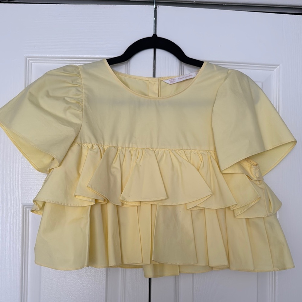 Zara Yellow Ruffle Top